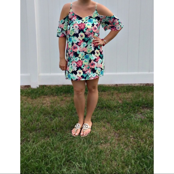 Peach Love California Multi Floral Dress - Picture 1 of 3